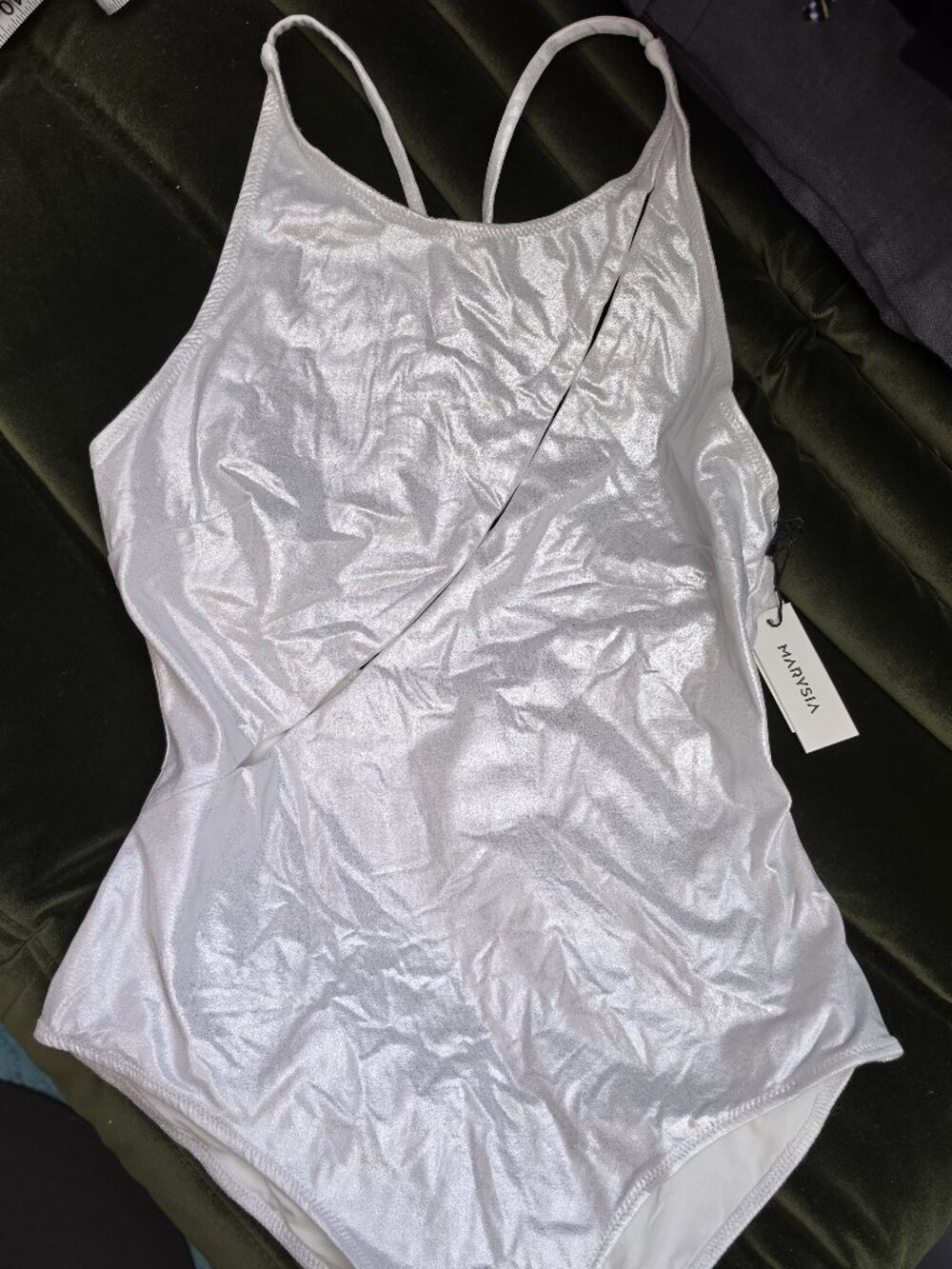 Marysia La Jolla Maillot Metallic Silver One Piece Swimsuit M NWT